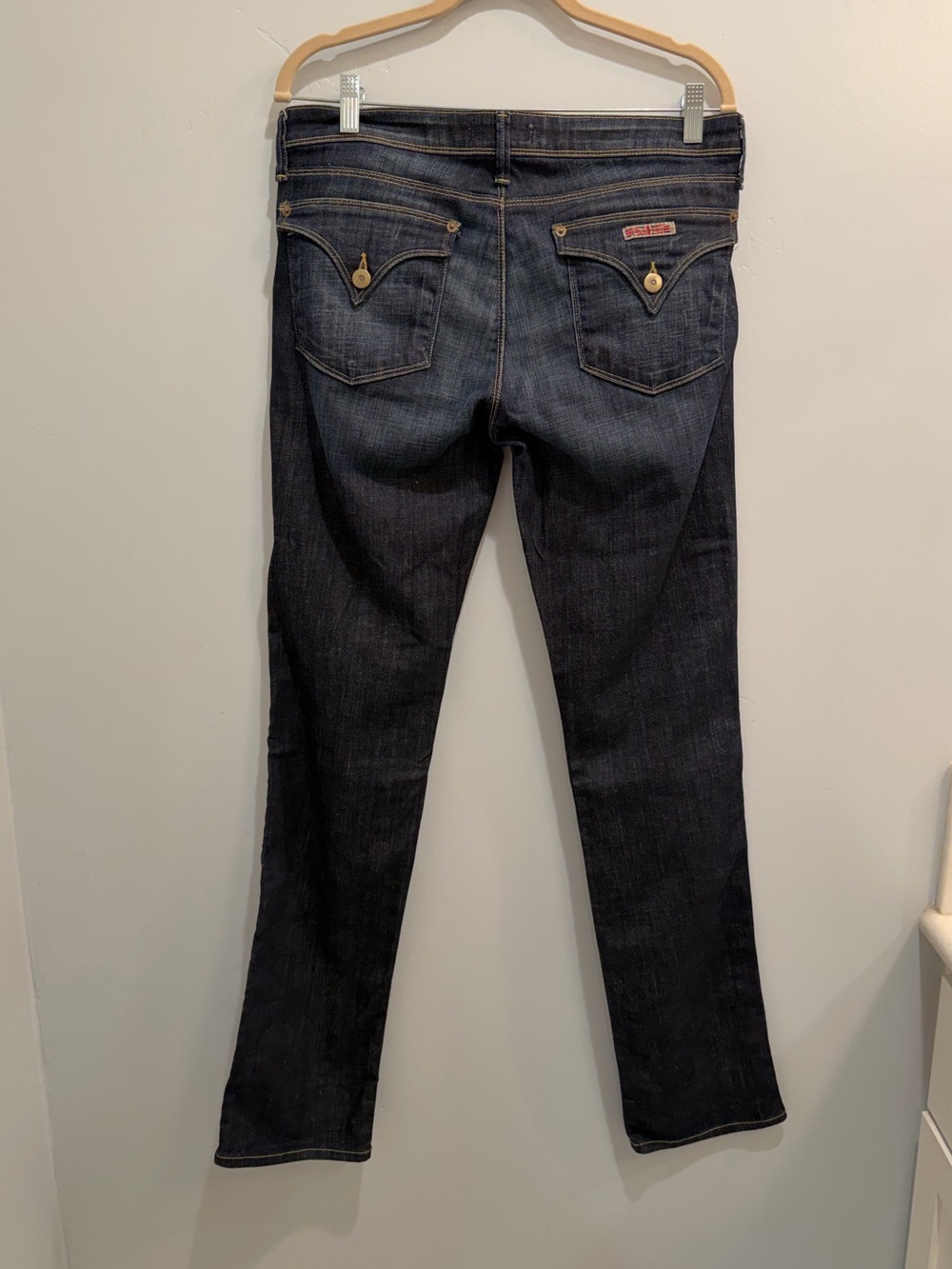 Hudson Jeans Collin Flap Pocket Straight Leg in Dark Wash Mid Rise 31 Tall Long - Picture 9 of 11